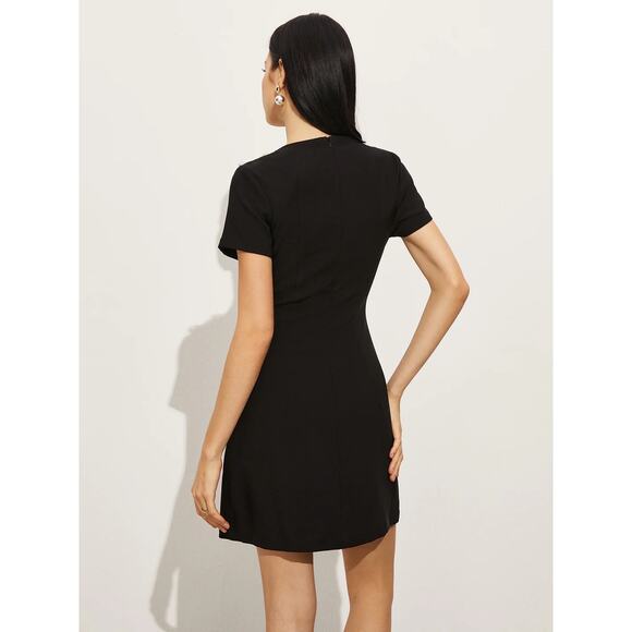 Commense Bows Girly Side Split Cutout Black Stretch Mini Dress XS - Picture 2 of 5